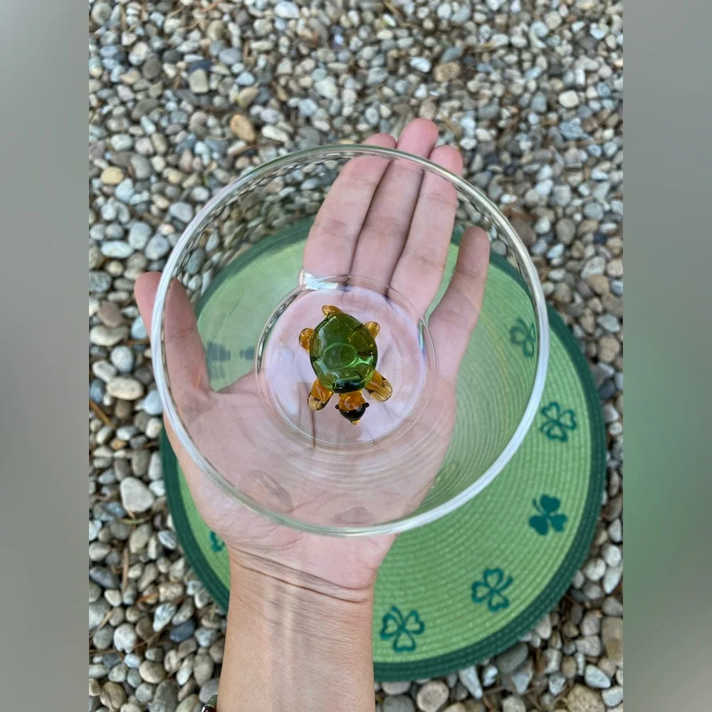 Handcrafted Glass Turtle Ornament for Reptile Habitats